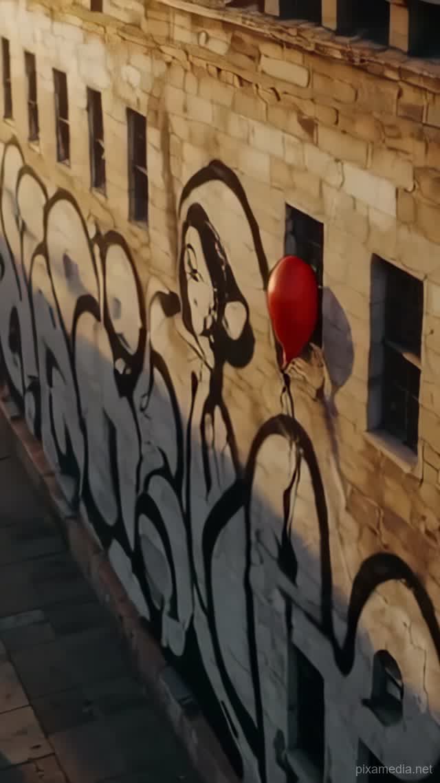 Balloon Girl on Brick - Street Art AI stock